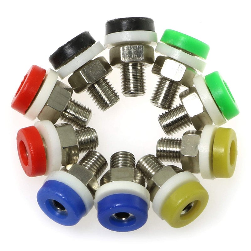 RLECS 10-Pack 2.0 Banana Plug Female Socket with M4 Screw Thread,Small Binding Post Terminal Connector PCB Panel Mount Jack 5 Colors(2pcs of Each Color) - Image 1